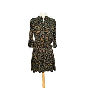 NEW Zadig and Voltaire Olive Reno Leo Paris Cheetah Mini Dress Size Small
